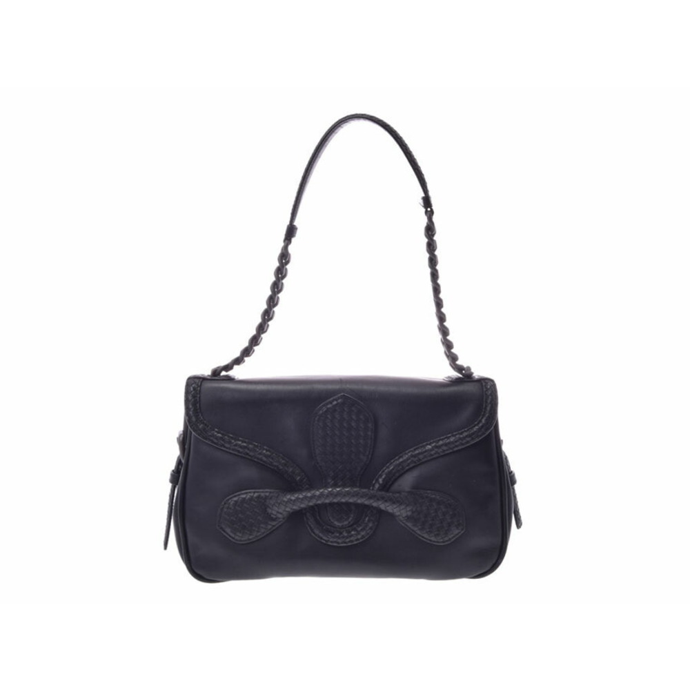 Bottega Veneta Rialto chain shoulder bag black calfskin